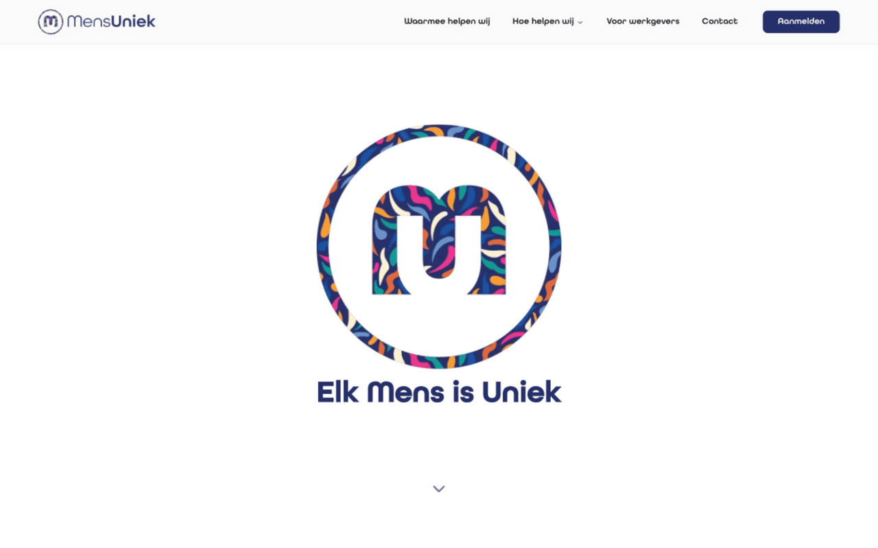 Screenshot van de website van MensUniek